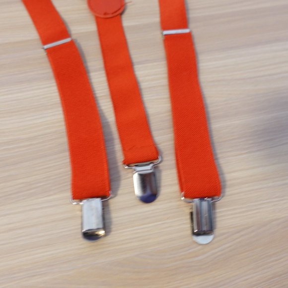 Suspender‎ Boy Orange Clip On Y Back Adjustable Strap Stretch Elastic Neon - Picture 4 of 6